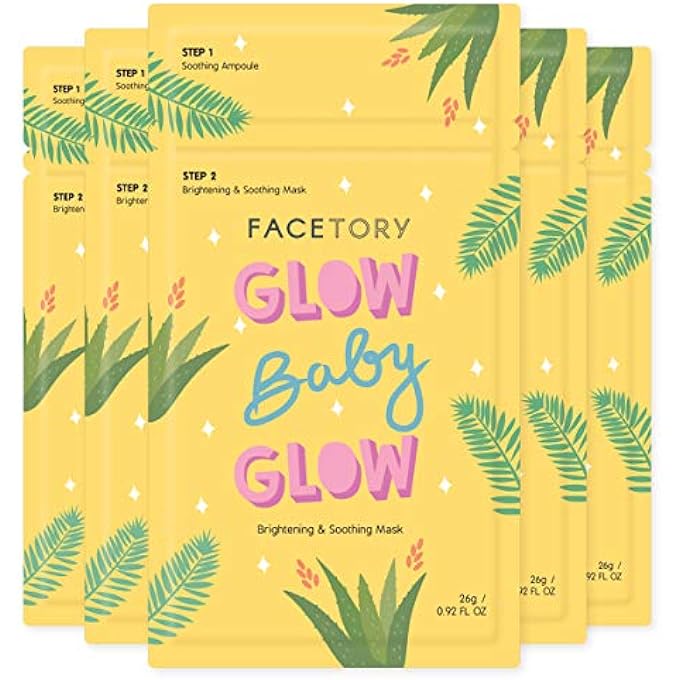 FACETORY GLOW BABY GLOW NIACINAMIDE AND CICA BRIGHTENING SHEET MASK - BRIGHTENING, CALMING, AND MOISTURIZING (PACK OF 5) - Image 1